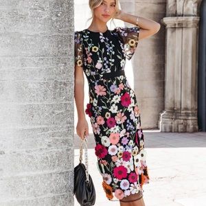 Vici collection floral black dress.